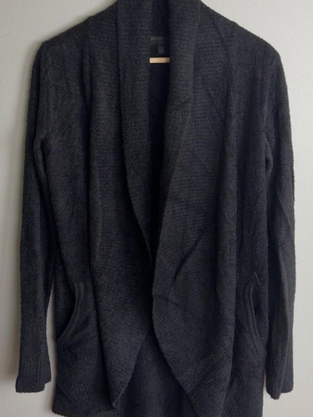 Barefoot Dreams CozyChic Lite Cardigan Size Medium Black Open Front Women’s
